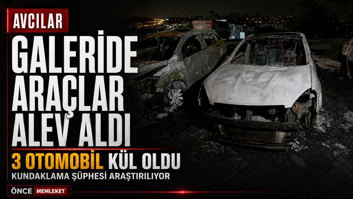 Avcılar&rsquo;da galeri alevlere teslim oldu: &Uuml;&ccedil; otomobil kullanılamaz hale geldi