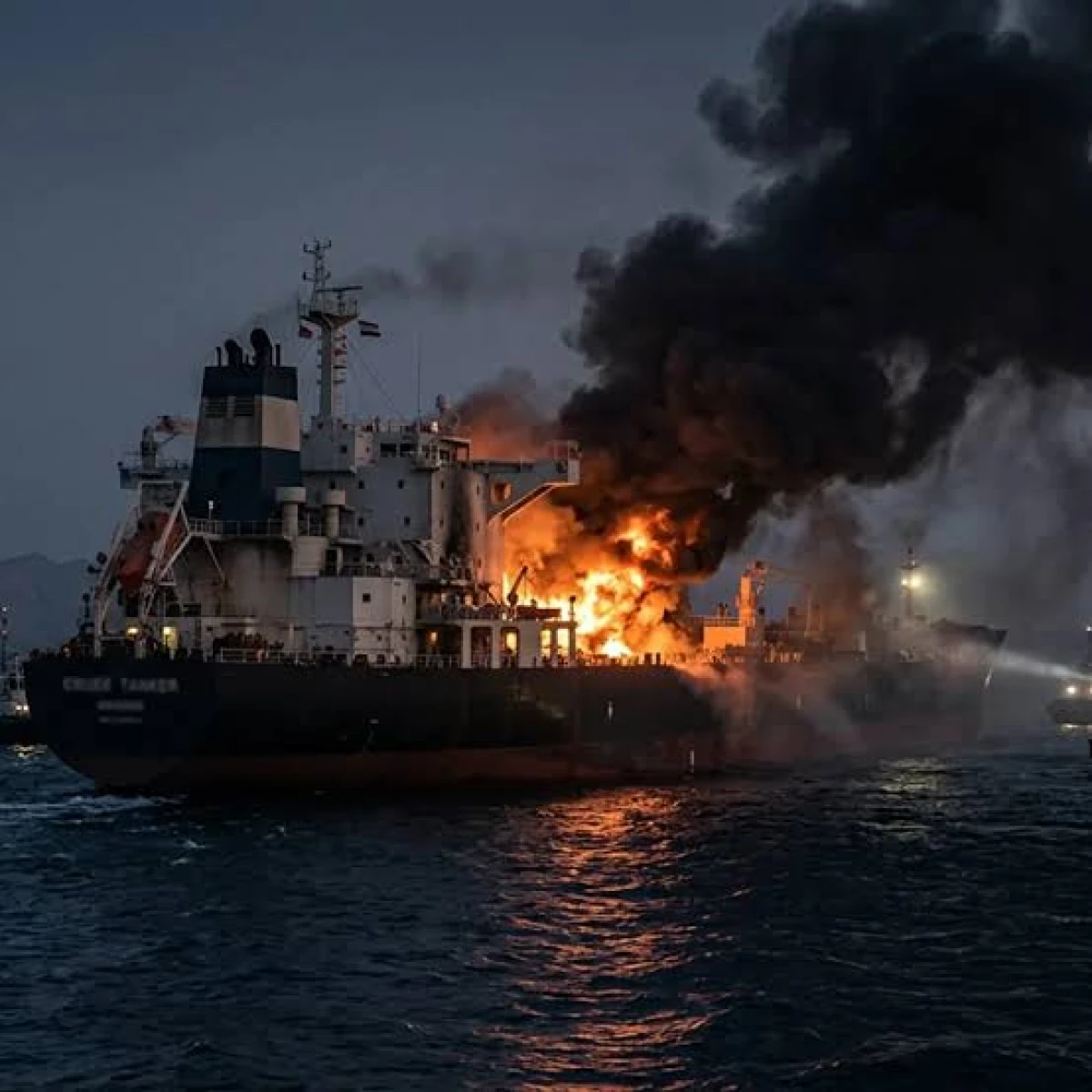 H&uuml;rm&uuml;z Boğazı'nda tanker vuruldu: Gemide yangın &ccedil;ıktı