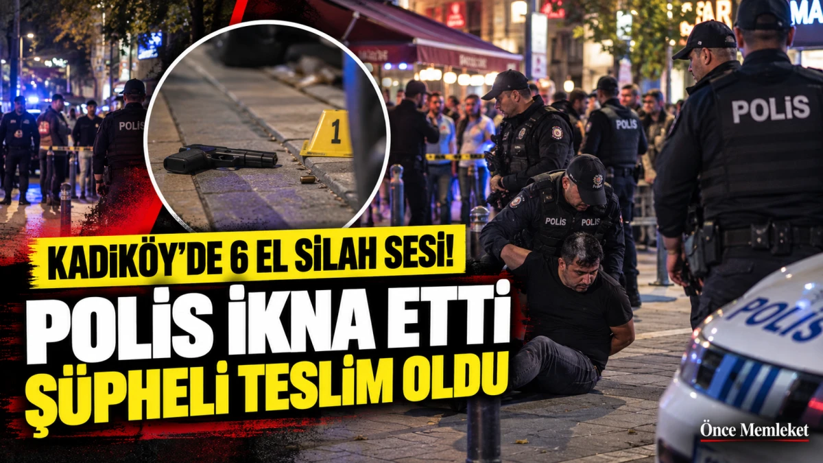Kadık&ouml;y'de sokak ortasında silahlı olay: Altı el ateş a&ccedil;an kişi polis m&uuml;dahalesiyle g&ouml;zaltına alındı