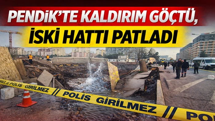Pendik&rsquo;te Kentsel D&ouml;n&uuml;ş&uuml;m Alanında Kaldırım &Ccedil;&ouml;kt&uuml;, İSKİ Borusu Patladı
