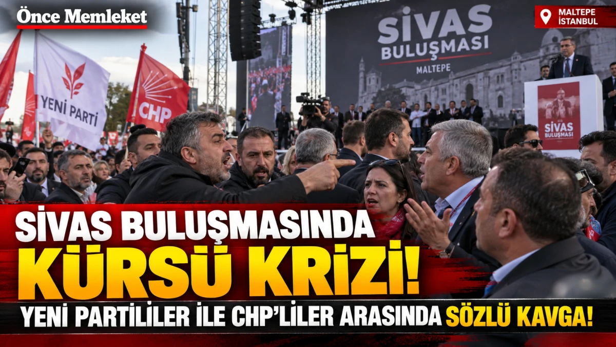 Sivas Buluşmasında K&uuml;rs&uuml; Krizi! CHP ile YENİ Partililer Tartıştı, Y&uuml;ksel ve Aslan Alandan Ayrıldı