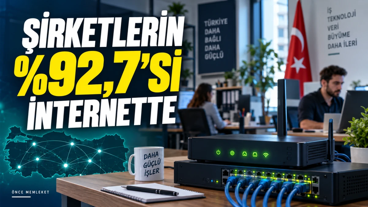 T&uuml;rkiye&rsquo;de şirketlerin y&uuml;zde 92,7&rsquo;si internette Y&uuml;ksek hızda oran d&uuml;ş&uuml;k kaldı